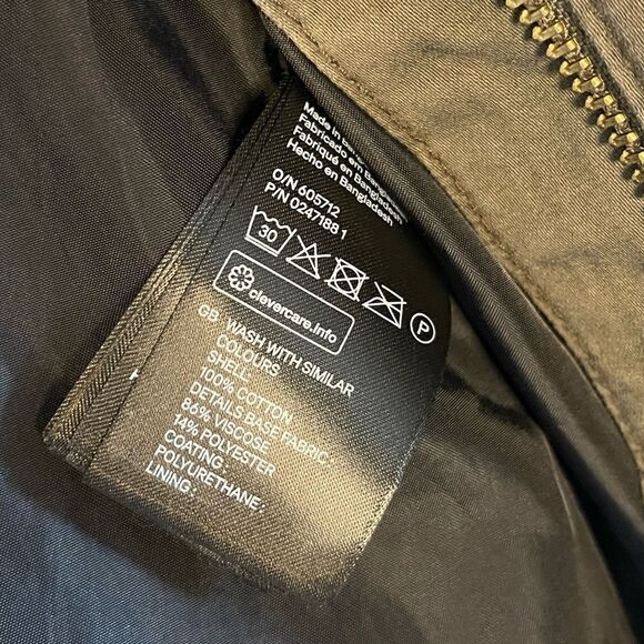 H&M Mixed Media Jacket Faux Leather & Army Green | SZ 2 - Picture 6 of 12